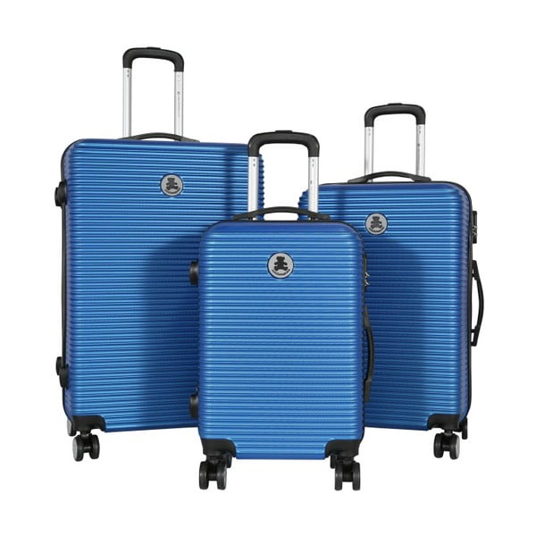 Zestaw 3 niebieskich walizek LULU CASTAGNETTE Mia