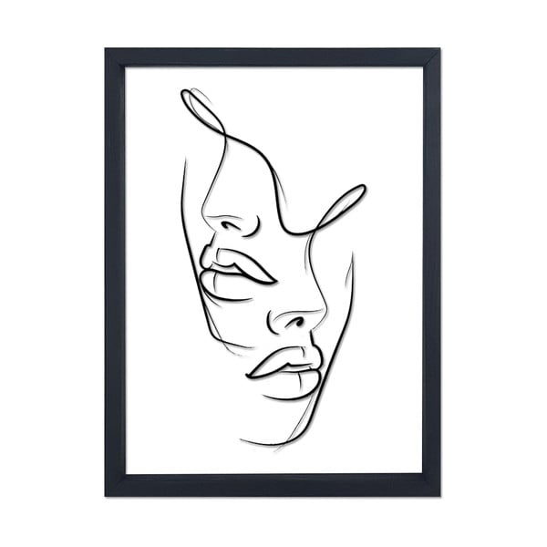 Szklany obraz w czarnej ramie Vavien Artwork Faces, 32x42 cm