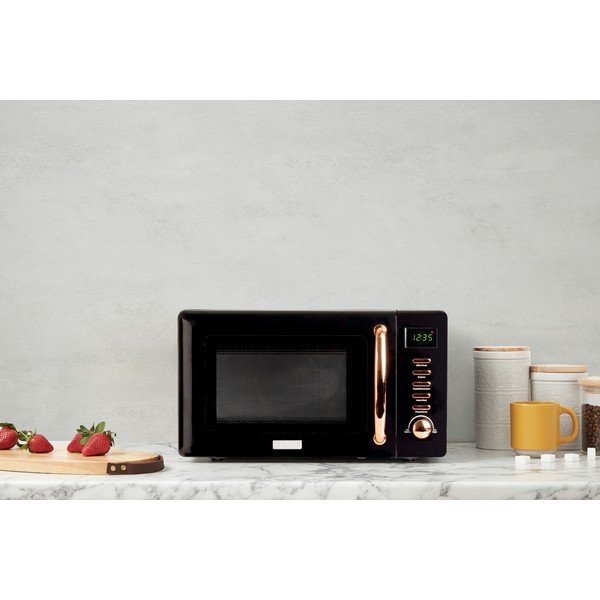 Czarna kuchenka mikrofalowa Black & Copper – Haden-image-3