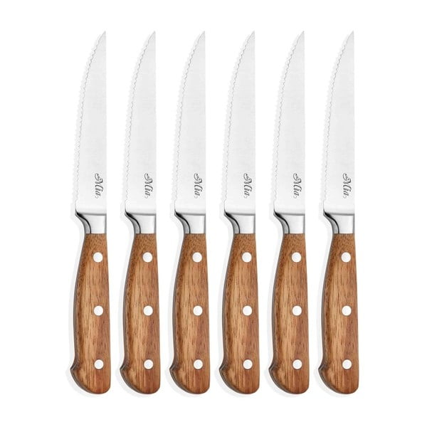 Zestaw 6 noży do mięsa z drewnianą rączką The Mia Cutt