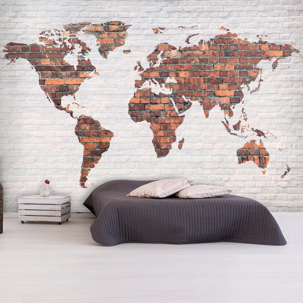 Wielkoformatowa tapeta Bimago Brick World Map, 400x280 cm-image-1