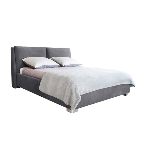 Szare łóżko 2-osobowe Mazzini Beds Vicky, 140x200 cm