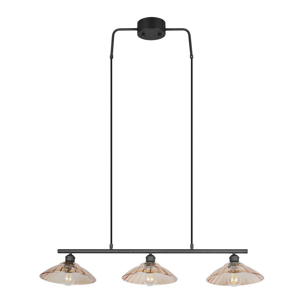 Czarno-bursztynowa metalowa lampa wisząca ze szklanym kloszem Eluna – Reality