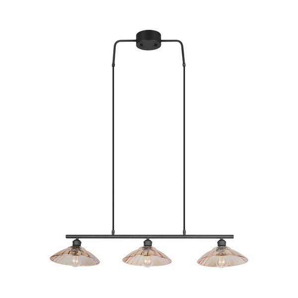 Czarna/w bursztynowym kolorze metalowa lampa wisząca ze szklanym kloszem Eluna – Reality