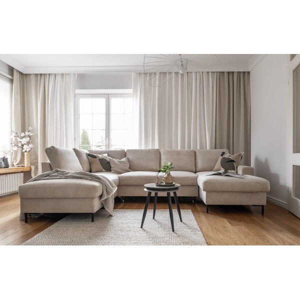 Beżowy sztruksowy rozkładany narożnik (lewostronny) Lofty Lilly – Miuform-image-4