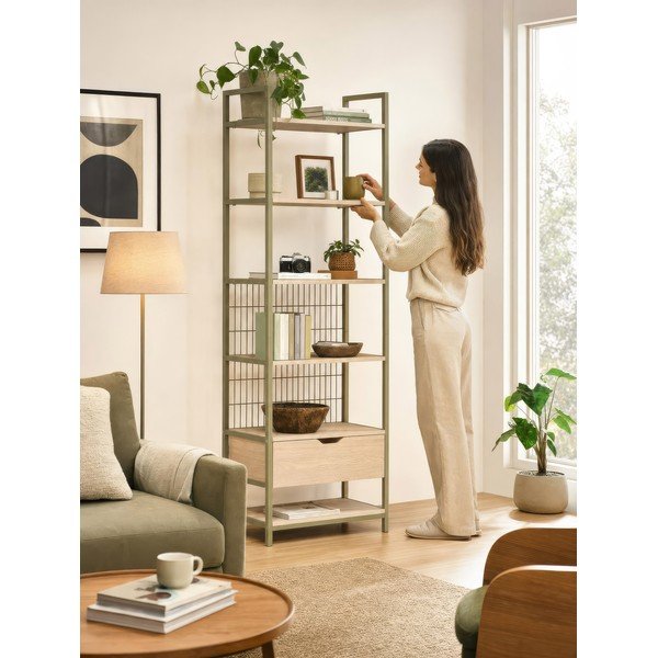 Zielony stalowy regał 60x179,5x40 cm Amara – Marckeric-image-1
