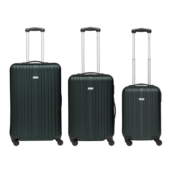 Zestaw 3 ciemnozielonych walizek podróżnych Packenger Travel