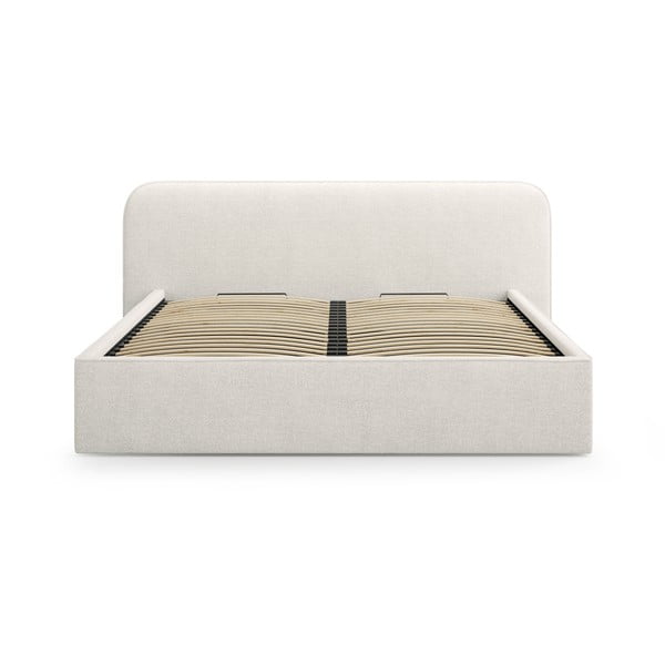 Jasnoszare tapicerowane łóżko dwuosobowe ze schowkiem i stelażem 140x200 cm Elizabeth – Micadoni -image-4