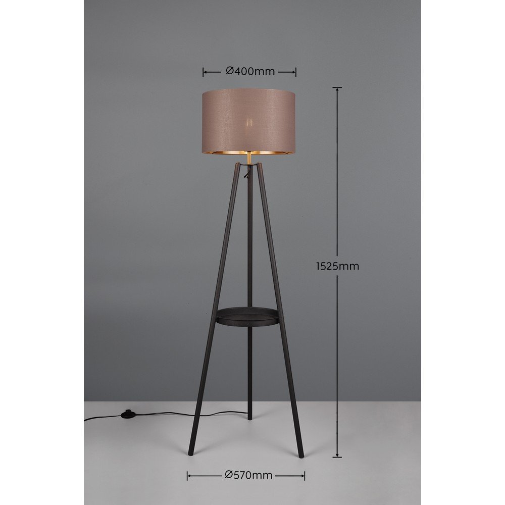 Czarna lampa stojąca z półką (wys. 152 cm) Colette – Reality (zdjęcie 9)