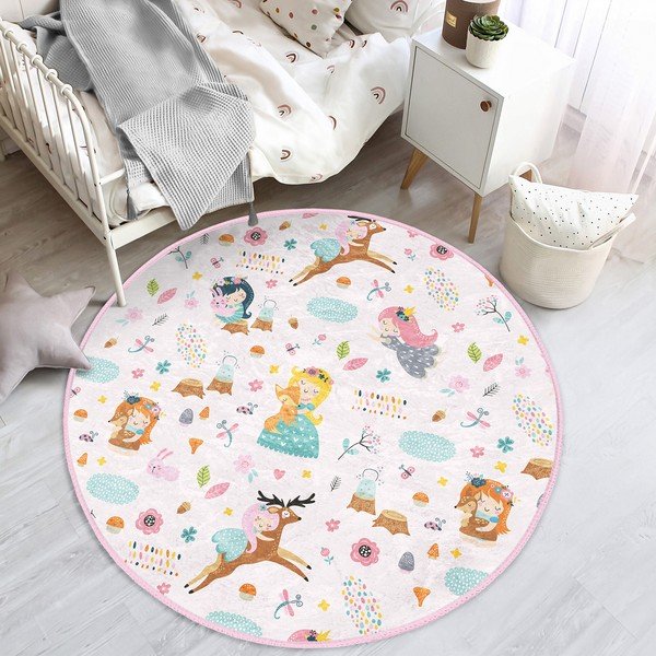 Jasnoróżowy dywan dziecięcy ø 100 cm Comfort – Mila Home-image-4