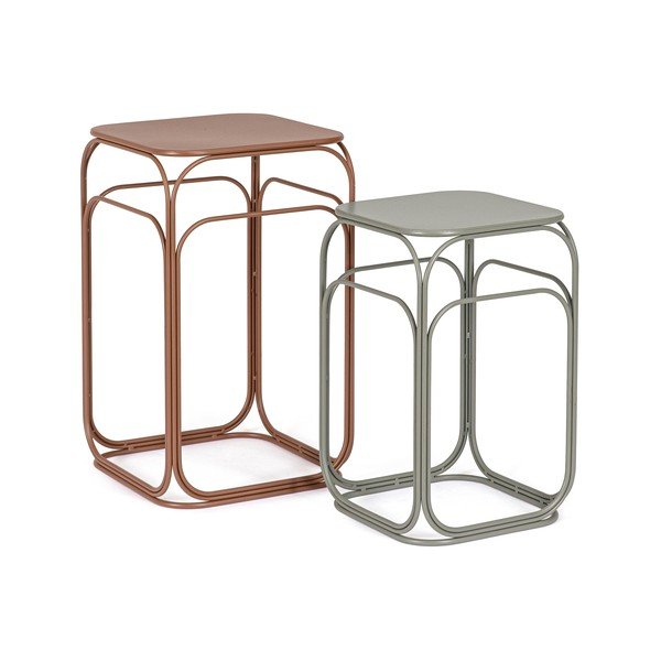Szaro-ceglaste metalowe stoliki zestaw 2 szt. 36x36 cm Clarity – Bizzotto-image-2