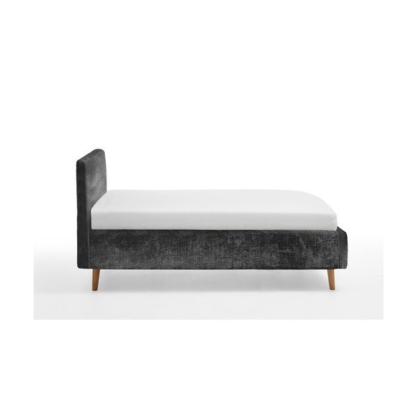Ciemnoszare tapicerowane łóżko dwuosobowe ze schowkiem ze stelażem 140x200 cm Mattis – Meise Möbel-image-3