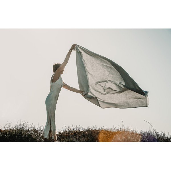 Jasnoszary pled z domieszką bawełny Euromant Summer Linen, 140x180 cm-image-1