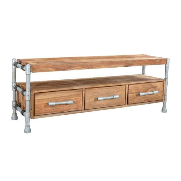 Stolik pod TV z drewna palisandrowego z 3 szufladami SOB Pipe