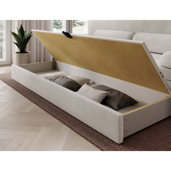 Beżowa sztruksowa rozkładana/ze schowkiem sofa 236 cm Elioss – ELTAP-image-4