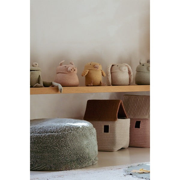 Jasnoróżowy tekstylny dziecięcy kosz na zabawki ø 17x15 cm Mini Peggy the Pig – Lorena Canals-image-3