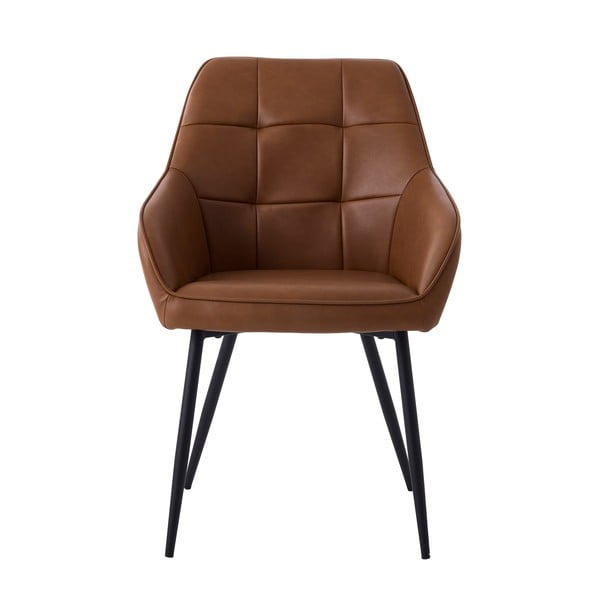 Brązowe tapicerowane fotele jadalniane zestaw z podłokietnikami 2 szt. Nolan Square – Unique Furniture-image-3