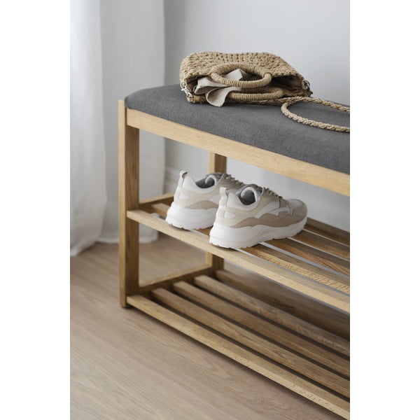 Szafka na buty z litego drewna dębowego z siedziskiem Confetti – Rowico-image-1
