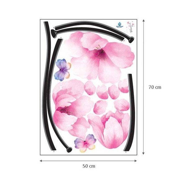 Zestaw naklejek Ambiance Pink Flowers And Butterflies-image-1