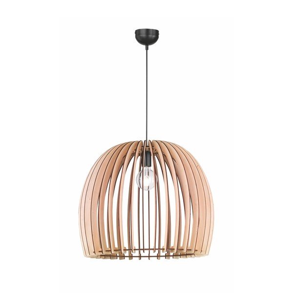 Beżowa lampa wisząca z drewna i metalu Trio Wood, wys. 150 cm