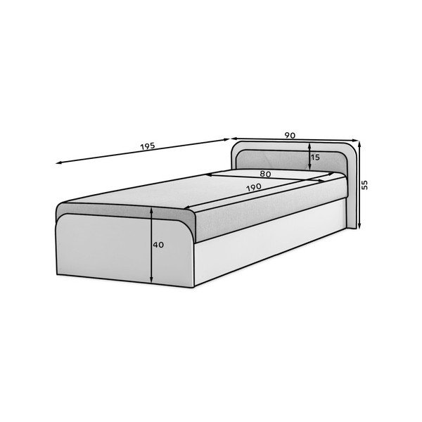 Tapicerowane/z płyty wiórowej łóżko jednoosobowe ze schowkiem z materacem 80x190 cm w kolorze ochry/beżowe Parys – ELTAP-image-4