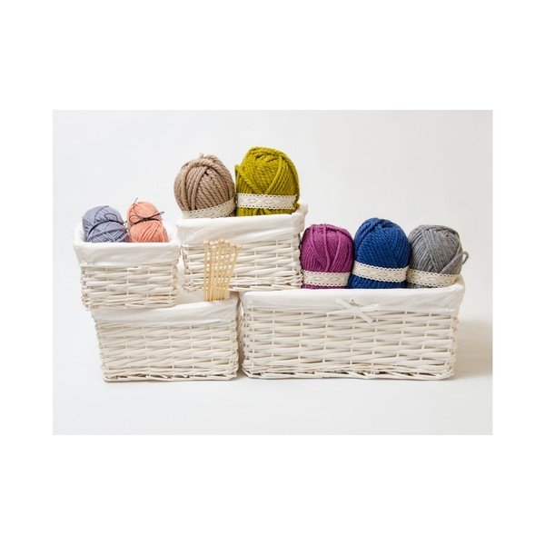 Zestaw 4 koszyków Wicker Beige-image-1