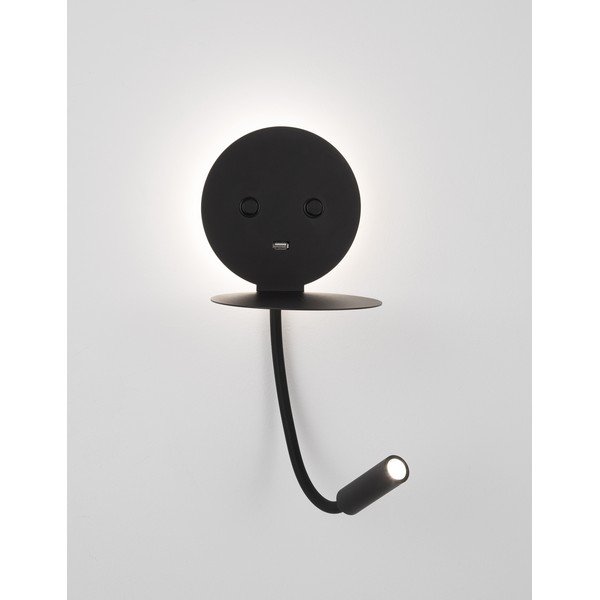 Czarny aluminiowy kinkiet LED z elastyczną konstrukcją/z portem USB Eclip – Nova Luce-image-4