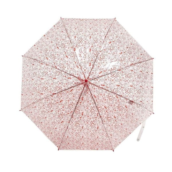 Przezroczysty parasol z czerwonymi detalami Birdcage Heart, ⌀ 99 cm