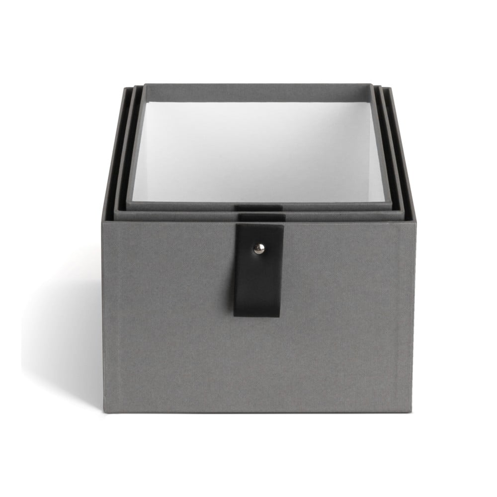 Szare kartonowe pojemniki zestaw 3 szt. 20,5x29,5x14,5 cm Aston Paper Laminate – Bigso (zdjęcie 3)