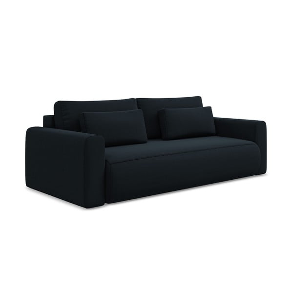 Ciemnoniebieska aksamitna rozkładana/ze schowkiem sofa 238 cm Kapua – Makamii-image-1
