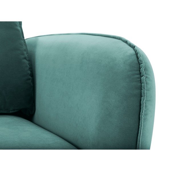 Morski aksamitny fotel z czarnymi nogami Kooko Home Lento-image-3