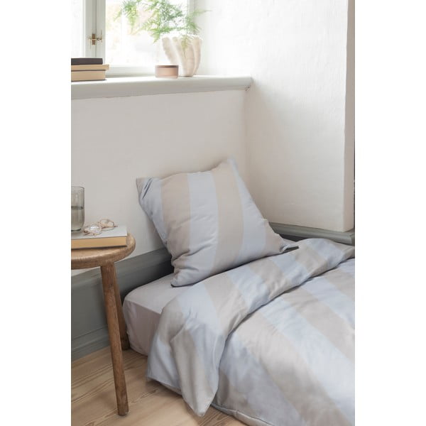 Jasnoszaro-beżowa pościel dwuosobowa z satyny bawełnianej 200x220 cm Diagonal – Mette Ditmer Denmark-image-1