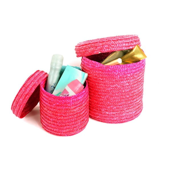 Zestaw 2 różowych koszyków Premier Housewares Straw-image-1
