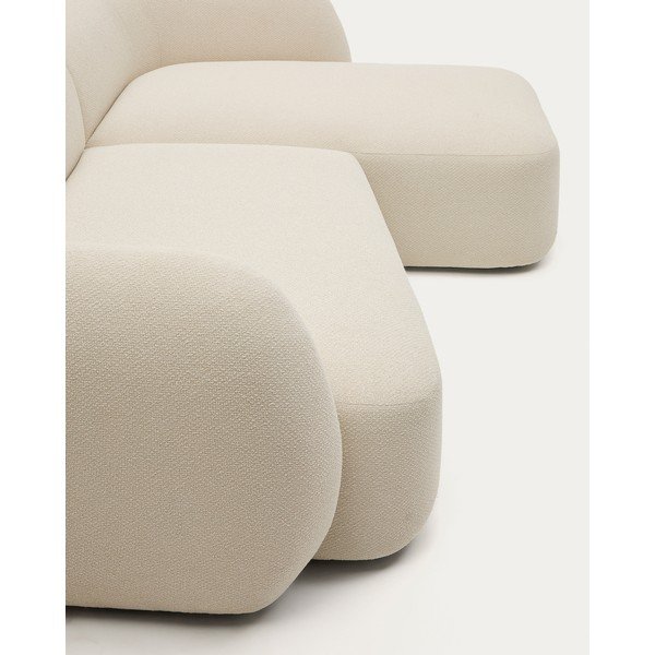 Kremowy narożnik z tkaniny szenilowej (prawostronny/z szezlongiem) Martina – Kave Home-image-1