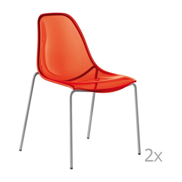 Zestaw 2 czerwonych przezroczystych krzeseł Pedrali Dream