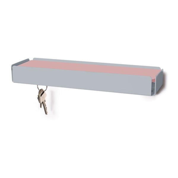 Jasnoszary wieszak na klucze z różową półką Konstantin Slawinski Key Box
