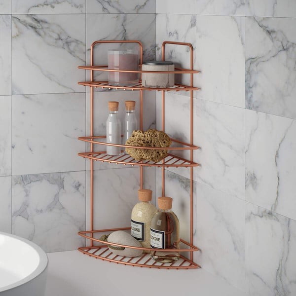 3-poziomowa narożna półka łazienkowa Metaltex Copper-image-1