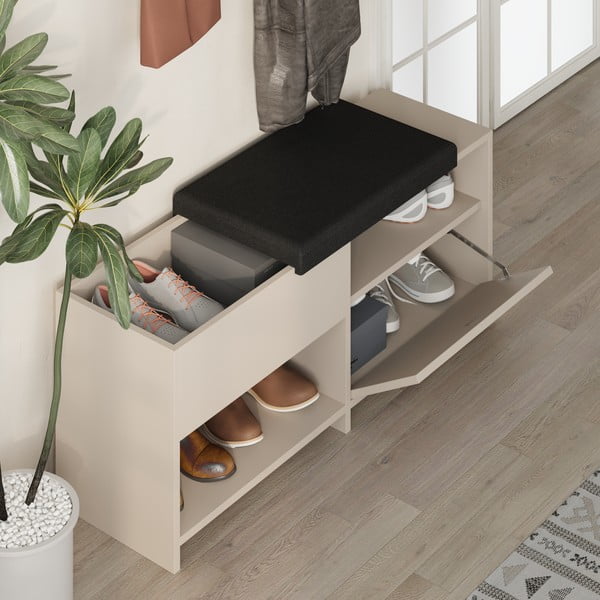 Kremowa szafka na buty z siedziskiem Romi – Marckeric-image-3