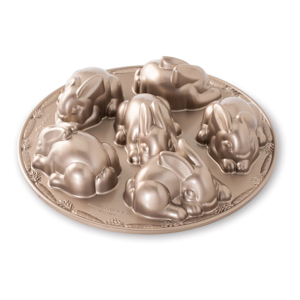 Aluminiowa wielkanocna forma na 7 babeczek w kształcie zajączków Nordic Ware Baby Bunny