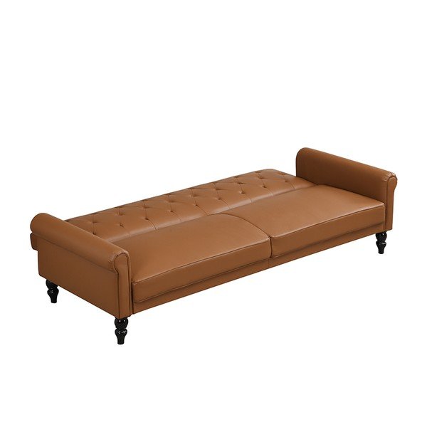 Koniakowa częściowo rozkładana/rozkładana sofa z imitacji skóry 222 cm Tyne – Støraa-image-4
