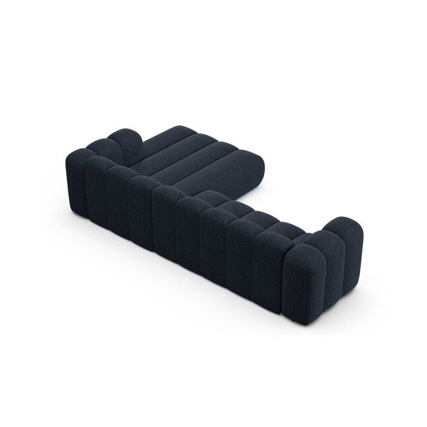 Ciemnoniebieski narożnik z tkaniny szenilowej (prawostronny/z szezlongiem) Lupine – Micadoni -image-3