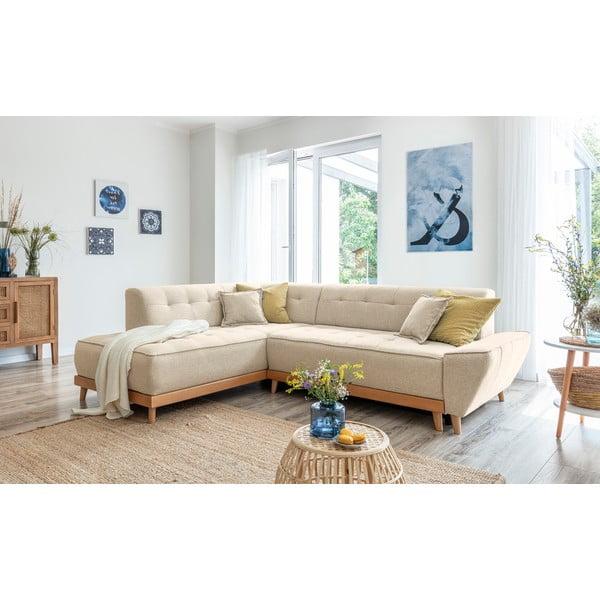 Beżowy rozkładany narożnik Miuform Dazzling Daisy L, lewostronny-image-3