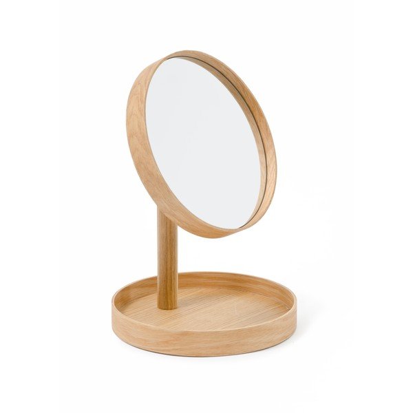 Lusterko kosmetyczne z ramą z drewna dębowego Wireworks Cosmos, ø 25 cm-image-2