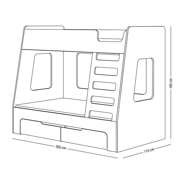 Białe łóżko piętrowe z niebieskimi detalami Devoto Nimbo I. -image-1