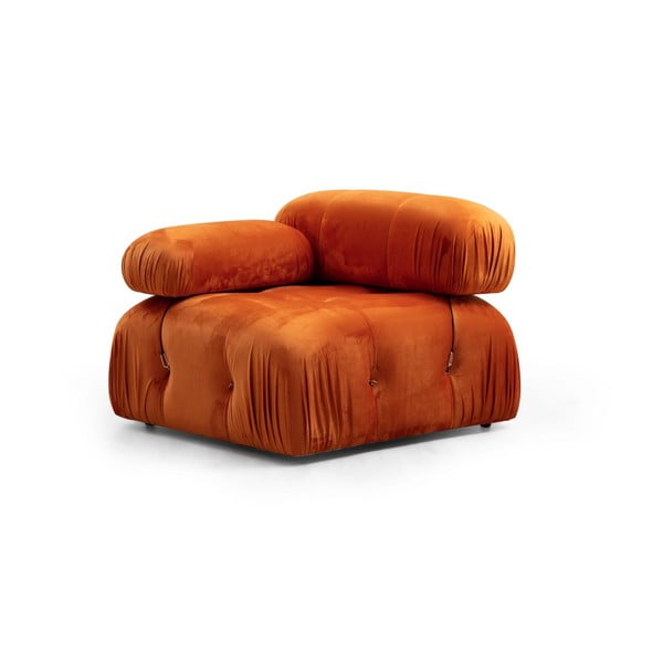 Pomarańczowy aksamitny moduł sofy (lewostronny) Bubble – Artie