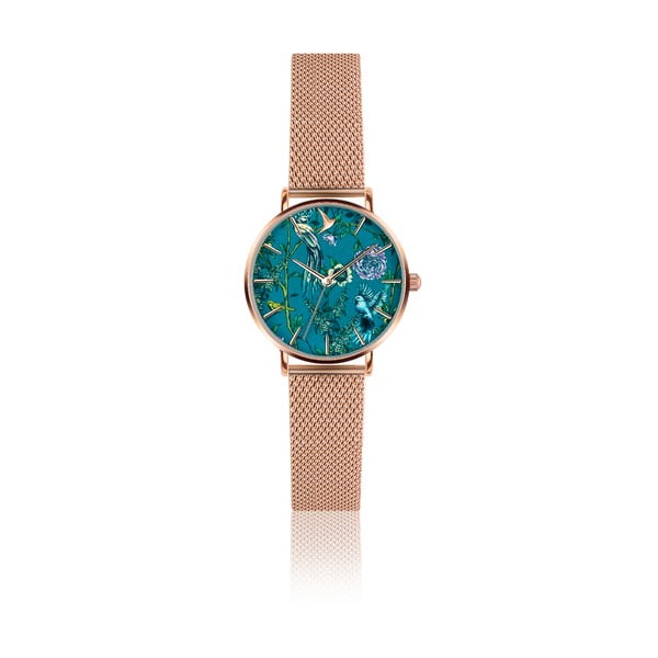 Damski zegarek z bransoletką ze stali nierdzewnej w kolorze różowego złota Emily Westwood Garden