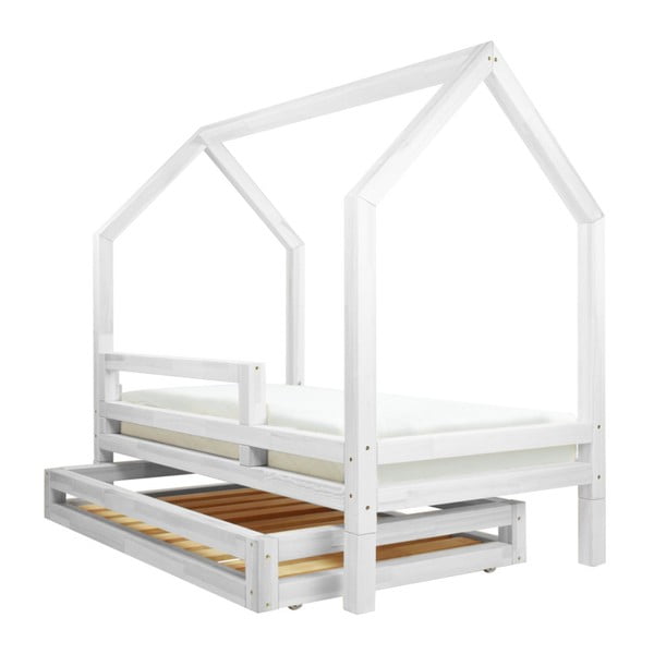 Komplet białej szuflady i 4 wydłużonych nóg do łóżka Benlemi Funny, 80x160 cm