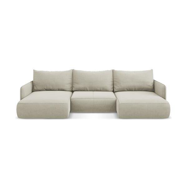 Kremowy rozkładany/ze schowkiem narożnik Nanea – Makamii