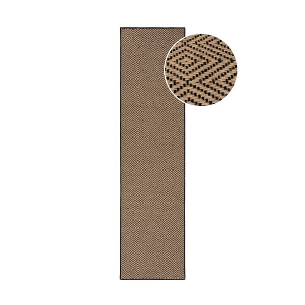 Czarno-naturalny chodnik z juty 60x230 cm Diamond – Flair Rugs