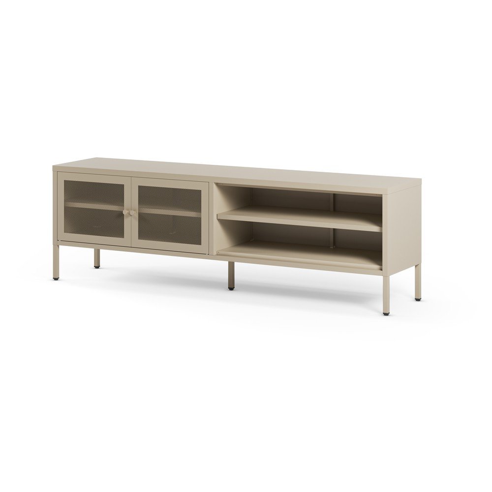 Kremowa metalowa szafka pod TV 160x50x35 cm Fayna – Marckeric (zdjęcie 5)